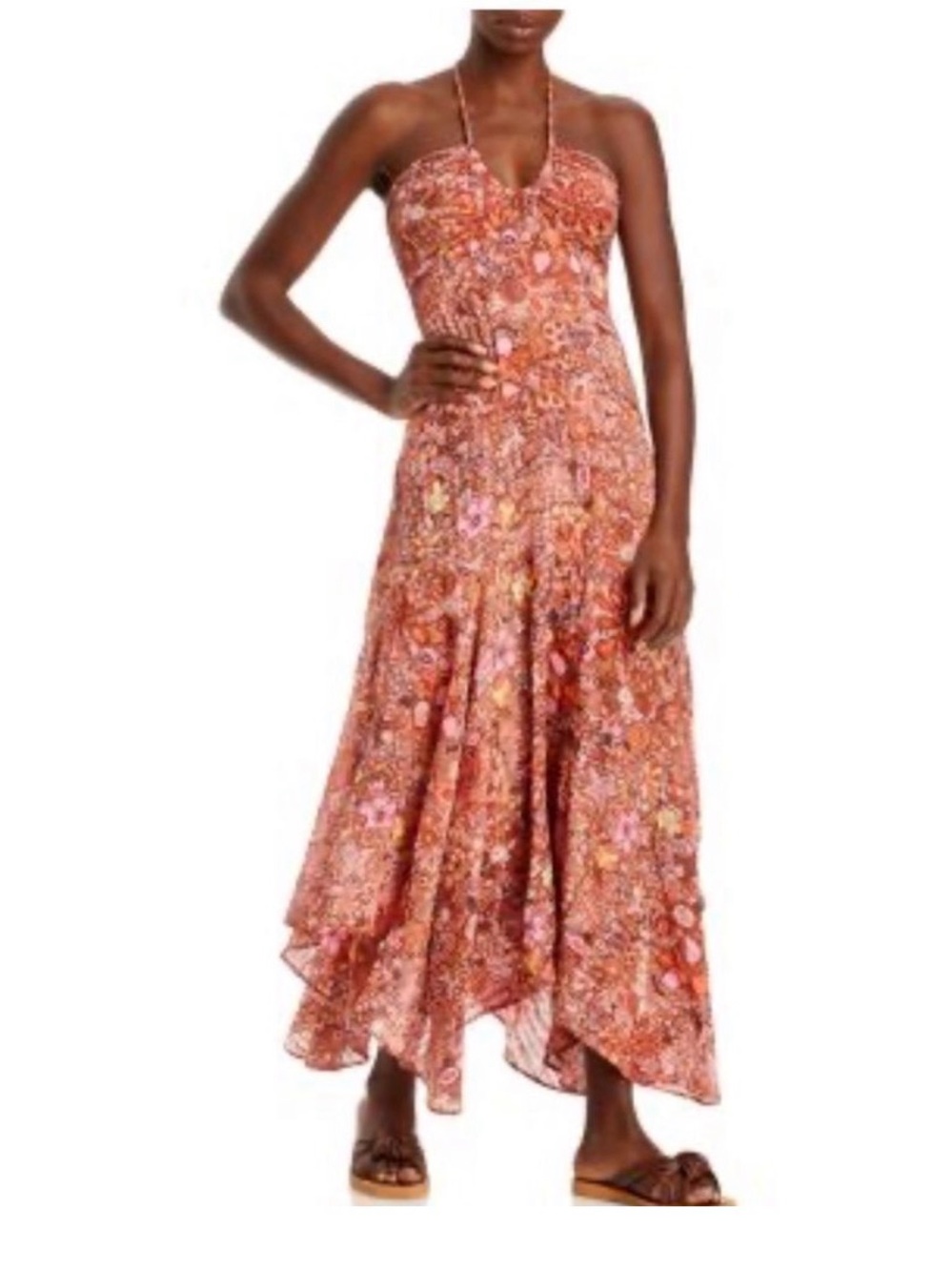 A.L.C. Halter Maxi Dress in Rust Floral - Picture 3 of 6